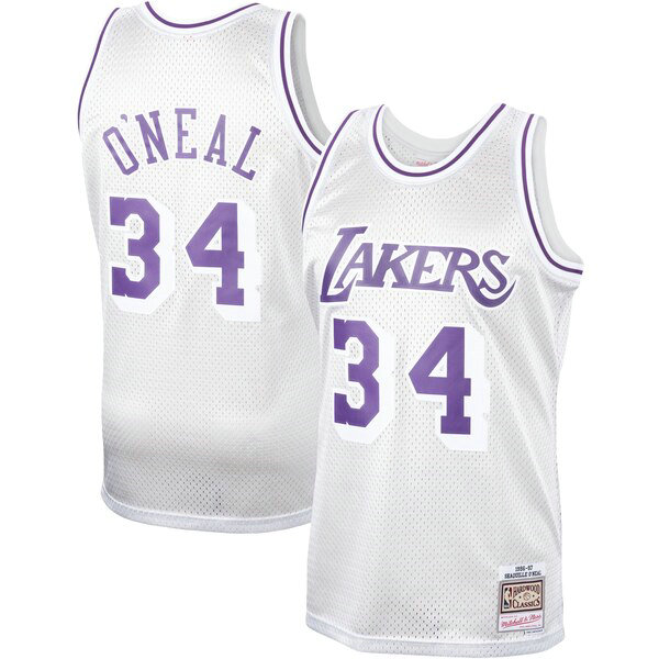 Camiseta Shaquille O'Neal 34 Los Angeles Lakers Classics Platinum Swingman Blanco Hombre